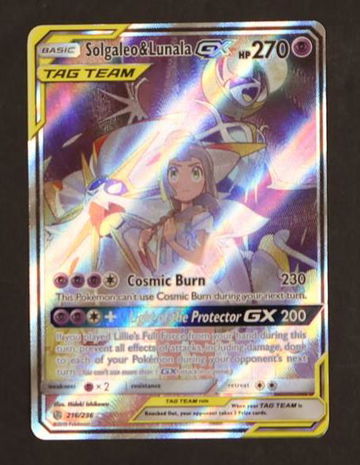 2019 Pokémon Sun & Moon Cosmic Eclipse Alt Art Solgaleo & Lunala Tag Team GX