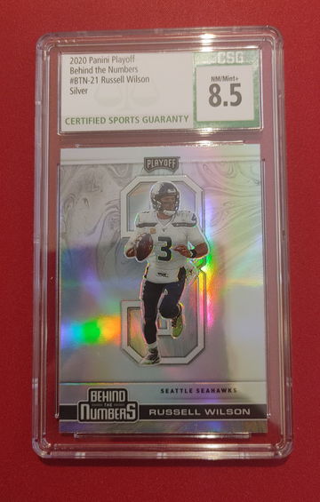 2020 Panini Playoff Behind The Numbers Silver Seattle Seahawks Russell Wilson CSG 8.5