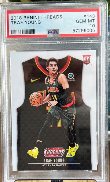 TRAE YOUNG ROOKIE Card RC 2018 PANINI THREADS #143 Atlanta HAWKS Psa 10 Gem Mint