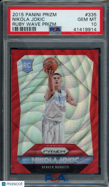 2015-16 Panini Prizm Nikola Jokic /350 Ruby Wave PSA 10 #335 Rookie RC