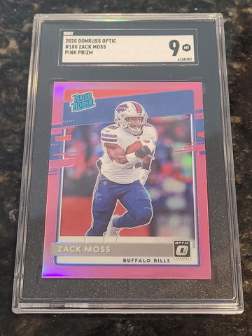 2020 Donruss Optic Zack Moss PRIZM Pink SGC 9