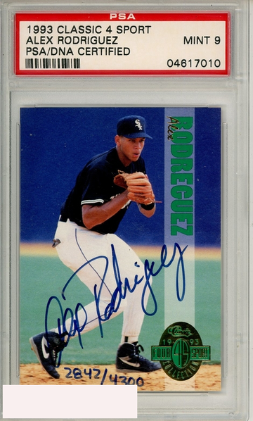 1993 CLASSIC 4 SPORT ALEX RODRIGUEZ # PSA AUTO 9 MINT
