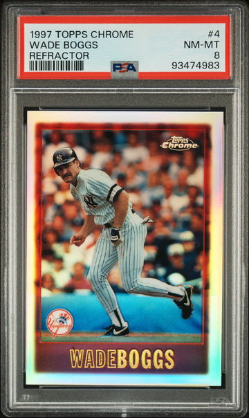 1997 TOPPS WADE BOGGS CHROME REFRACTOR #4 PSA 8 BS.B3.01