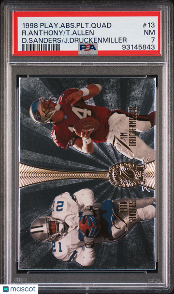 1998 Playoff Absolute Platinum Quads T. Allen R. Anthony #13 D. Sanders J. Druckenmiller PSA 7
