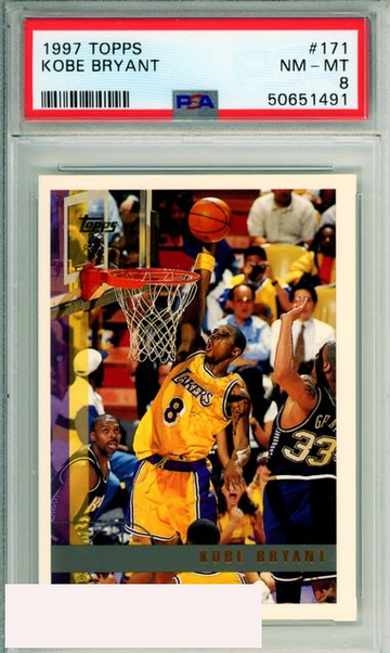 1997 TOPPS KOBE BRYANT #171 HOF LOS ANGELES LAKERS PSA NM-MT 8