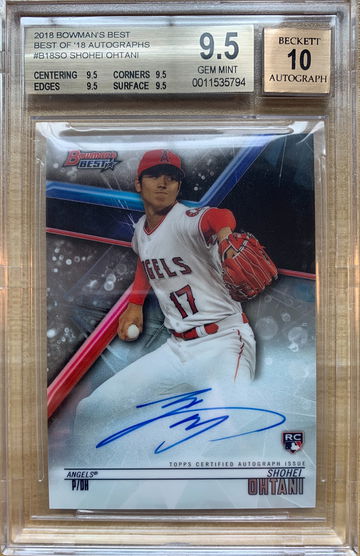 2018 Bowman's Best SHOHEI OHTANI RC Autograph BGS 9.5 / Auto 10 #B18-SO Rookie