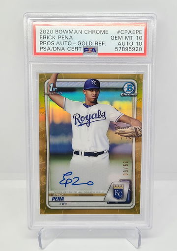 2020 Bowman Chrome Auto Erick Pena Gold PSA Gem-Mint