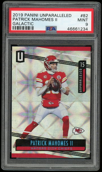 2019 Unparalleled Galactic #82 Patrick Mahomes SSP PSA Mint 9