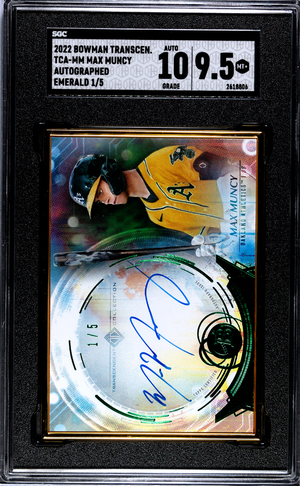 Max Muncy 2022 Bowman Transcendent Emerald /5 Auto SGC9.5/10 MINT+ Athletics