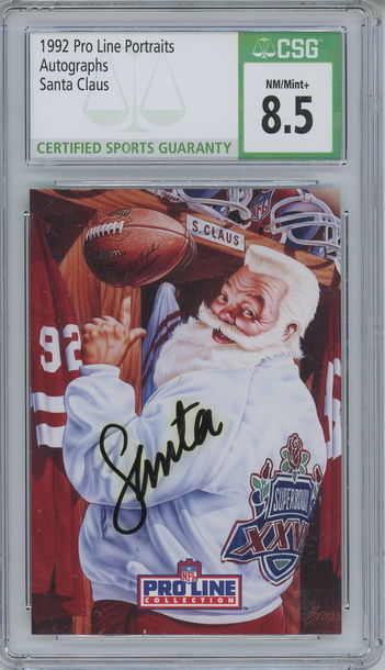1992 Pro Line Football Santa Claus AUTO Card SGC 8.5 NM/MT+