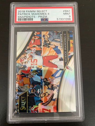 2018 Panini Select Snapshots Silver Prizm Patrick Mahomes #SN1 PSA 9 MINT