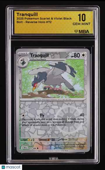 2025 Pokemon Scarlet & Violet Black Bolt Tranquill Reverse Holo MBA 10 #72