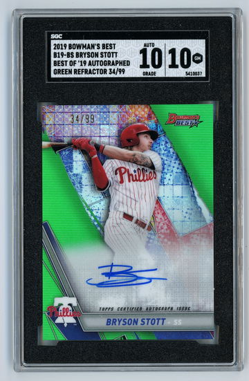 2019 Bowman's Best Best of '19 Autographed Green Refractor /99 Bryson Stott SGC 10 w 10 Auto Pop 1!!