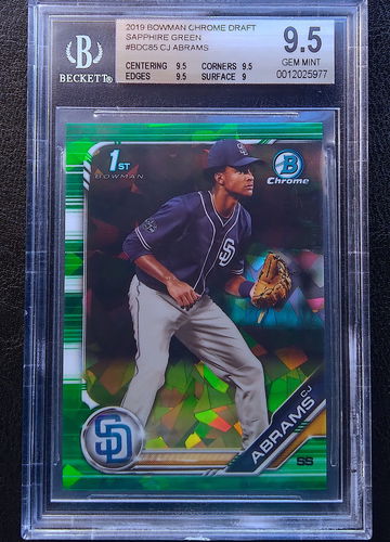 CJ ABRAMS 2019 BOWMAN CHROME SAPPHIRE GREEN REFRACTOR /50 BGS 9.5 GEM
