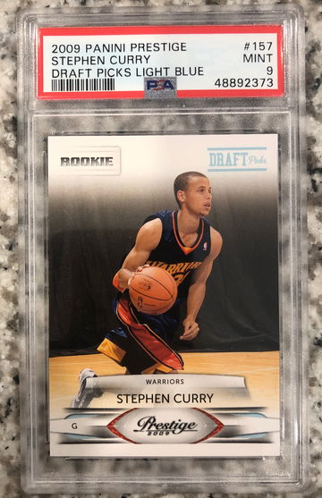 2009 panini prestige Stephen curry light blue draft picks psa 9