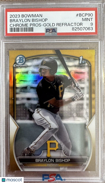 2023 Bowman - Braylon Bishop - 1st Bowman Gold Ref- Pirates PSA 9