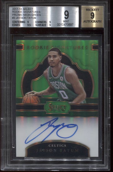 2017 Select Jayson Tatum Neon Green Rookie Signatures