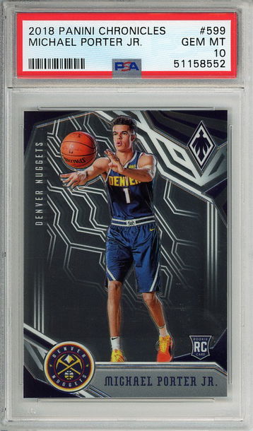 Michael Porter Jr. 2018-19 Panini Chronicles Phoenix #599 PSA 10 Gem Mint Rookie RC! 8552