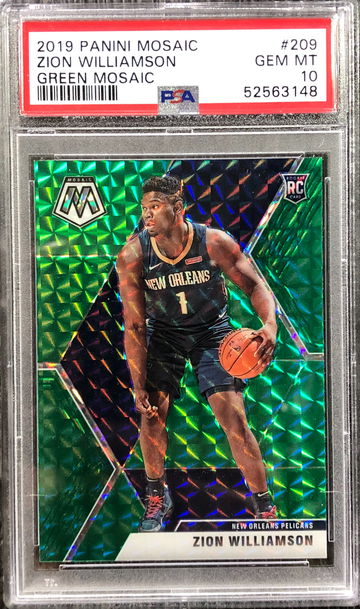 2019 Mosaic Zion Williamson #209 Green PSA 10 GEM MINT 