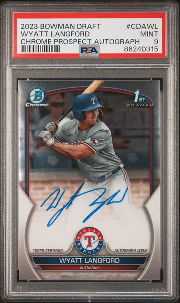 2023 Bowman Draft Chrome Prospect Autograph Wyatt Langford #CDA-WL PSA 9