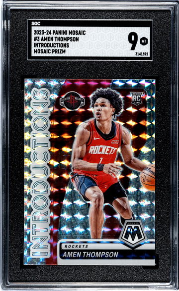 2023-24 Panini Mosaic #3 Amen Thompson Introductions Mosaic Prizm SGC 9