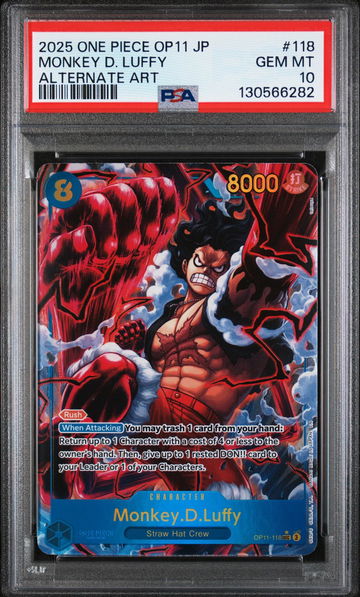 2025 Piece Card Game A Fist of Divine Speed Japanese Alternate Art Monkey D. Luffy #OP11118 PSA 10
