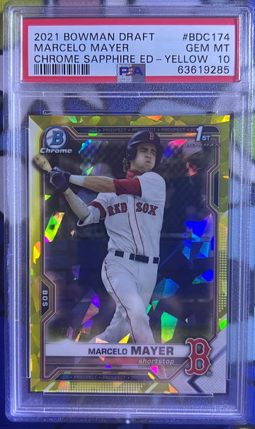 2021 Bowman Draft Sapphire Marcelo Mayer Yellow /99 PSA 10