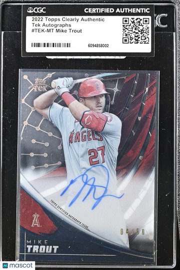 2022 Topps Clearly Authentic Mike Trout #TEK-MT /50 Tek Autographs CGC Authentic