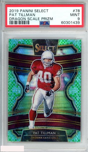 2019 PANINI SELECT PAT TILLMAN #78 DRAGON SCALE PRIZM 28 OF 88 PSA 9 MINT