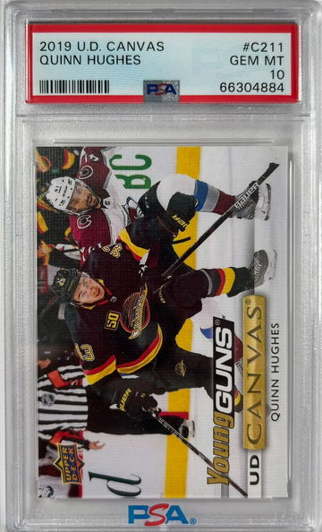2019 Upper Deck Canvas Quinn Hughes Young Guns RC Rookie Card PSA 10 Gem Mint