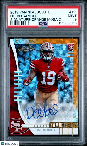 2019 Panini Absolute Deebo Samuel #111 Signature Orange Mosaic /25 PSA 9