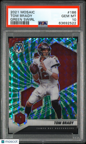 2021 Panini Mosaic Tom Brady #186 Green Swirl /11 PSA 10