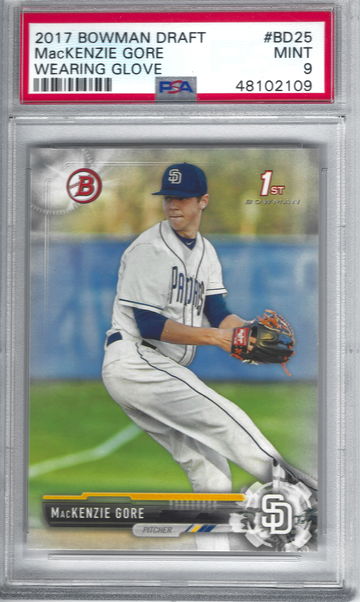 2017 Bowman Draft MacKenzie Gore Wearing Glove PSA 9 Mint
