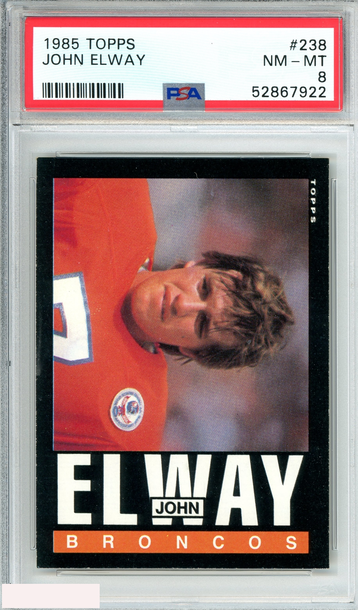 1985 TOPPS JOHN ELWAY #238 DENVER BRONCOS HOF 2ND YEAR PSA 8 NM-MT