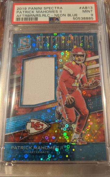 2019 Patrick Mahomes Spectra Afterburners Neon Blue /99 PSA MINT