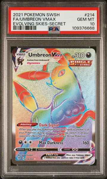 2021 Pokemon Sword and Shield Evolving Skies Secret Rare Umbreon Vmax #214 PSA 10