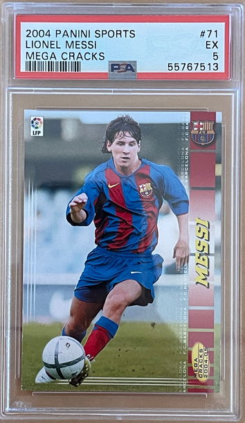 2004 PANINI MEGACRACKS #71BIS LIONEL MESSI ROOKIE PSA 5 LOOKS BETTER