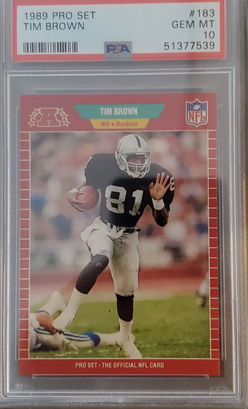 1989 Pro Set Tim Brown rc PSA 10