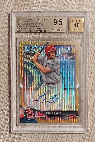 Luken Baker Gold Wave Refractor Auto BGS 9.5