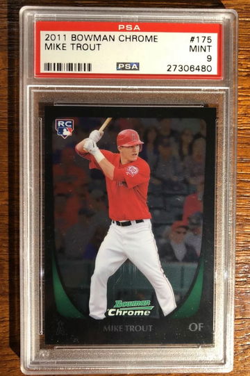 MIKE TROUT 2011 Bowman Chrome PSA 9 Mint RC 175