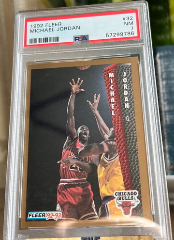 1992 FLEER #32 PSA GRADED 7 NEAR MINT MICHAEL JORDAN Chicago Bulls HOF 🔥📈🐐