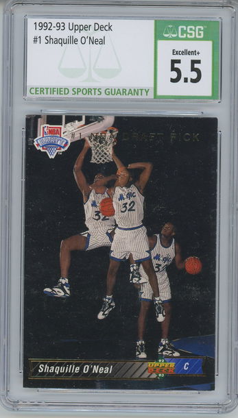 1992-93 Upper Deck Shaquille O'Neal ROOKIE #1 CSG 5.5. EX+