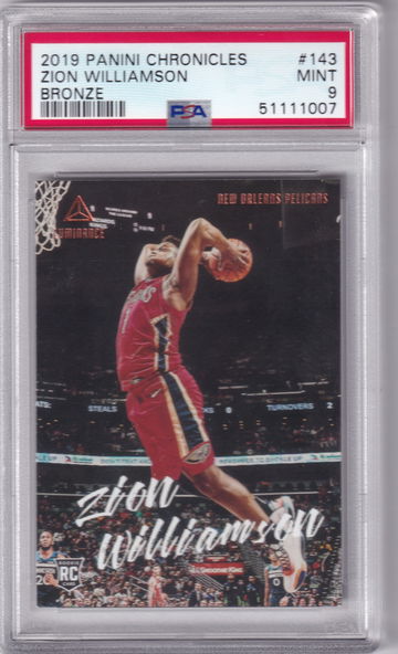 2019 Panini Chronicles Zion Williamson Luminance Bronze #143 PSA 9