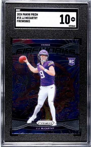 2024 Panini Prizm #18 Jj Mccarthy Fireworks SGC 10
