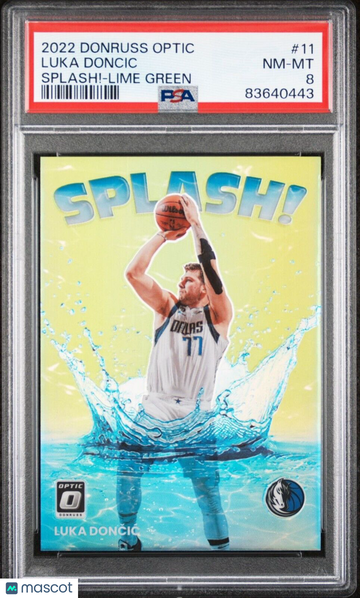 2022 Optic #11 Luka Doncic SPLASH - LIME GREEN PSA 8, /149