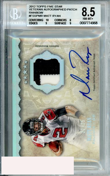 2012 TOPPS 5 STAR VETERAN MATT RYAN #FSSPMR AUTO PATCH RAINBOW 25 SSP BGS 8.5