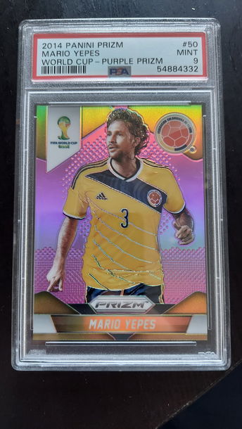 2014 Panini Prizm MARIO YEPES World Cup Purple Prizm /99 PSA 9 MINT POP 1 NONE HIGHER #50