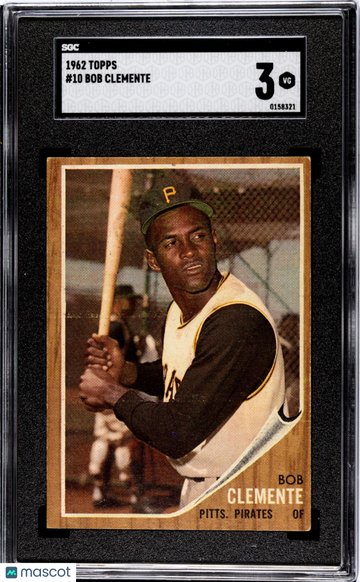 Roberto Clemente 1962 Topps #10 SGC3 VG Graded Pittsburgh Pirates