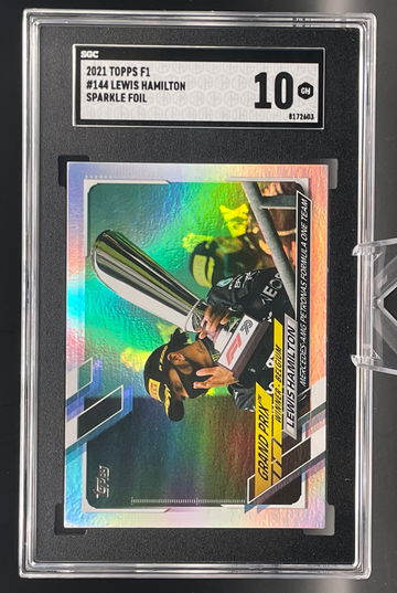 Lewis Hamilton 2021 Topps Formula 1 F1 Sparkle Foil SGC 10 #144 Mercedes Grand Prix Winners - Belgium 