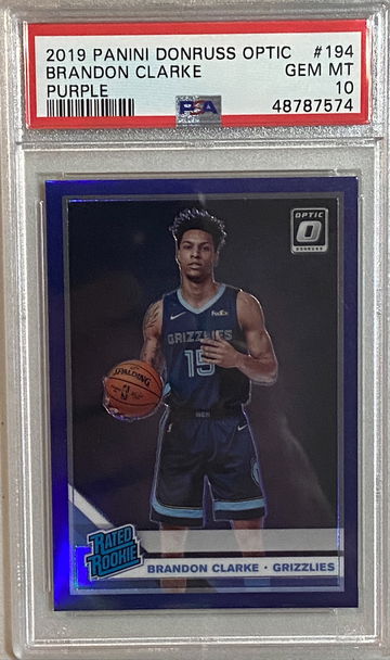 2019 Optic Brandon Clarke Purple PSA 10